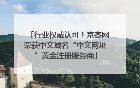 行业权威认可！京客网荣获中文域名“中文网址”黄金注册服务商