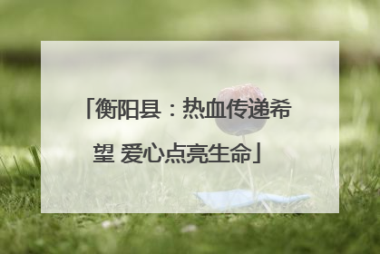 衡阳县：热血传递希望 爱心点亮生命