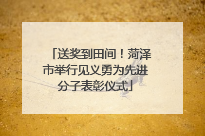 送奖到田间！菏泽市举行见义勇为先进分子表彰仪式