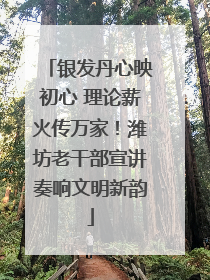 银发丹心映初心 理论薪火传万家！潍坊老干部宣讲奏响文明新韵