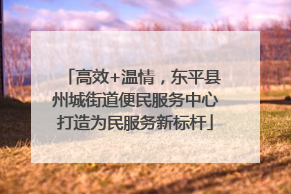 高效+温情，东平县州城街道便民服务中心打造为民服务新标杆