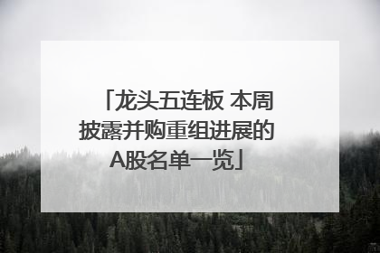 龙头五连板 本周披露并购重组进展的A股名单一览