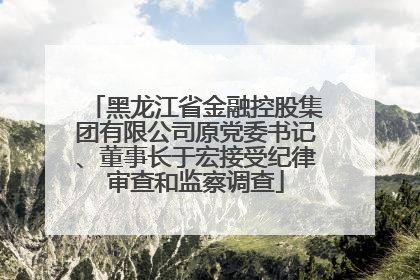黑龙江省金融控股集团有限公司原党委书记、董事长于宏接受纪律审查和监察调查