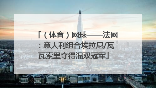 （体育）网球——法网：意大利组合埃拉尼/瓦瓦索里夺得混双冠军