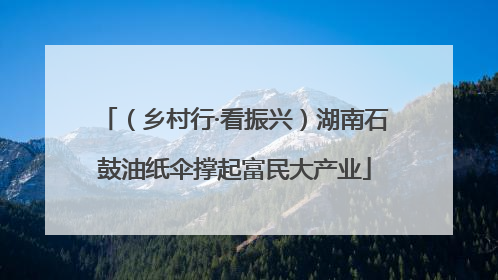 （乡村行·看振兴）湖南石鼓油纸伞撑起富民大产业