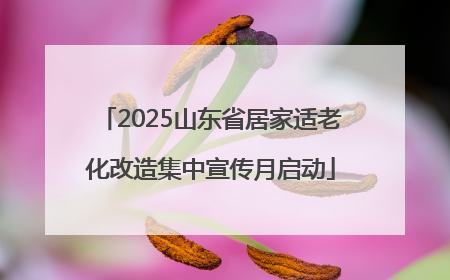 2025山东省居家适老化改造集中宣传月启动