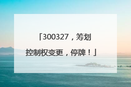 300327，筹划控制权变更，停牌！