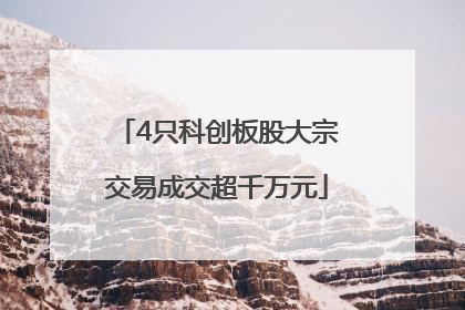 4只科创板股大宗交易成交超千万元