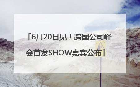 6月20日见！跨国公司峰会首发SHOW嘉宾公布