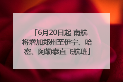 6月20日起 南航将增加郑州至伊宁、哈密、阿勒泰直飞航班