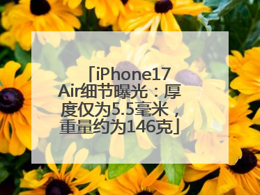 iPhone17Air细节曝光：厚度仅为5.5毫米，重量约为146克
